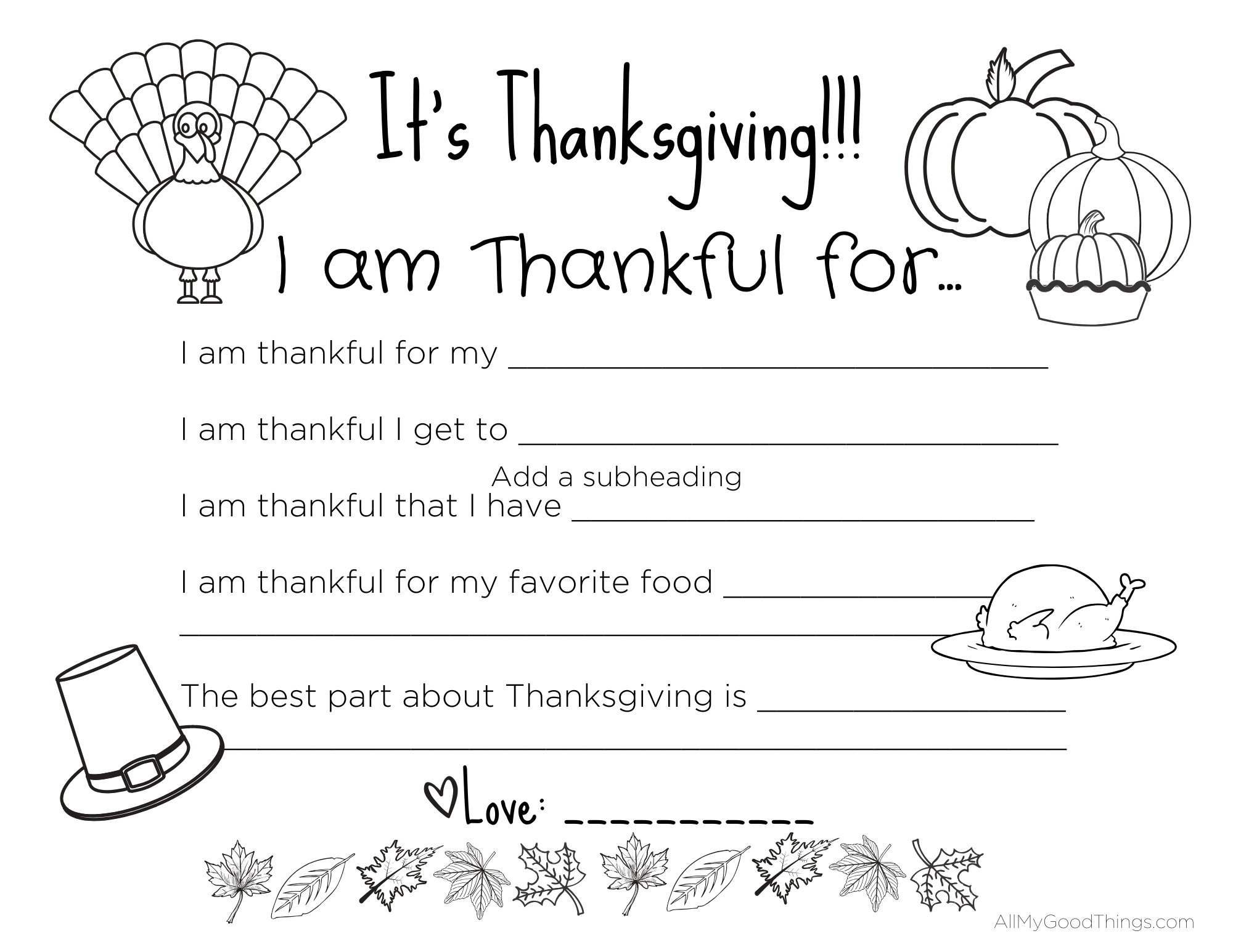 Free Printable Thanksgiving Placemats For The Kids - All My Good with regard to Kids Thanksgiving Worksheet