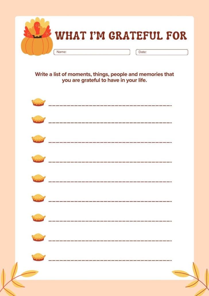 Worksheet For Thanksgiving