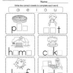 Free Printable Thanksgiving Write The Vowels Worksheet Throughout Printable Thanksgiving Worksheets For Kindergarten