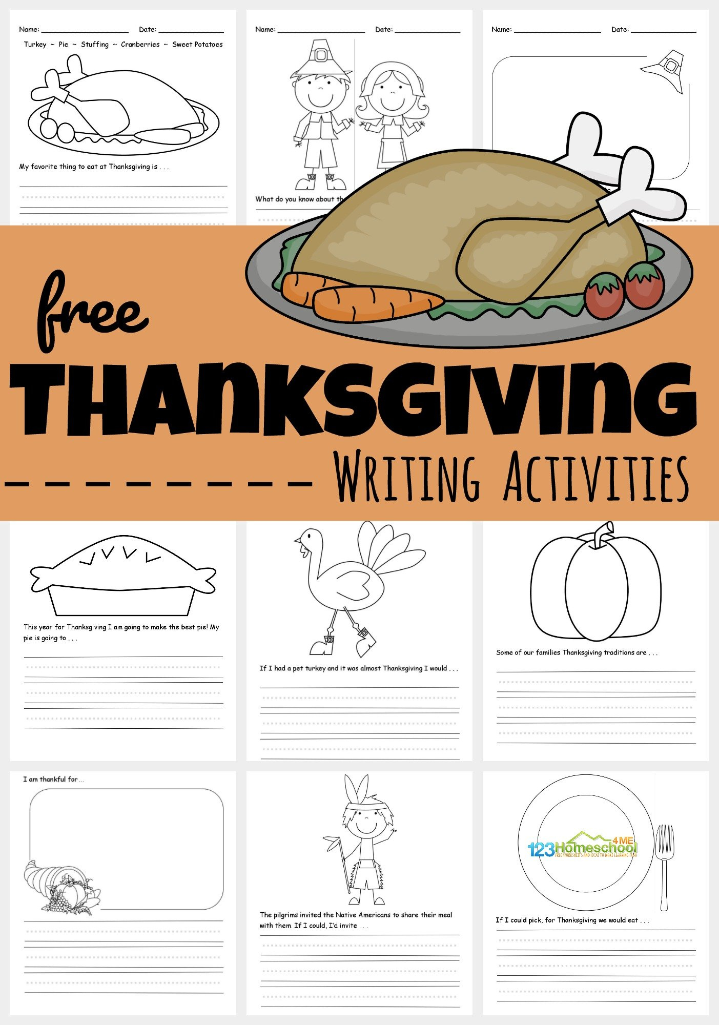 Free Printable Thanksgiving Writing Activities regarding Thanksgiving Writing Worksheets Free