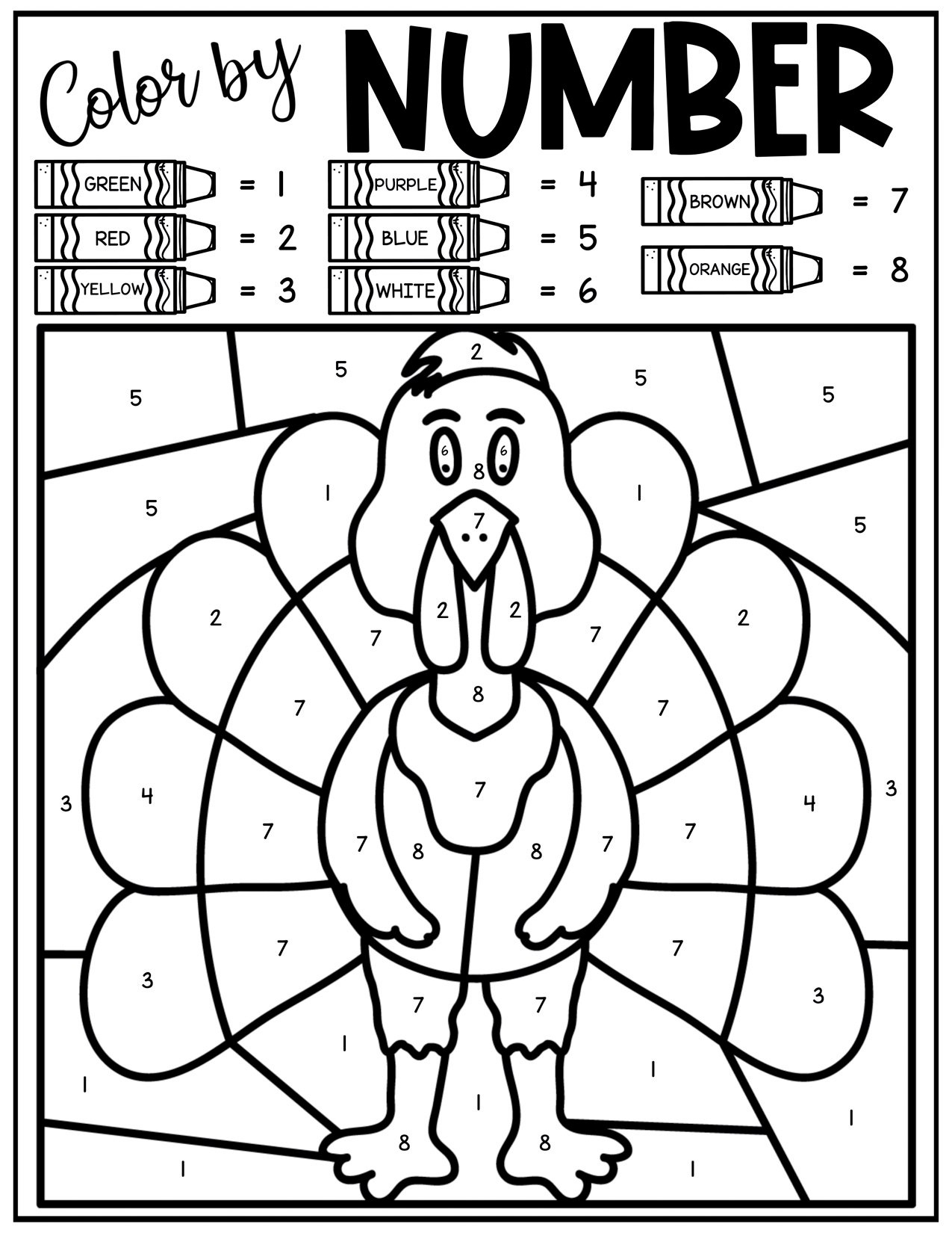 Free Thanksgiving Colornumber Pages - Play Party Plan regarding Thanksgiving Color By Number Multiplication Worksheets