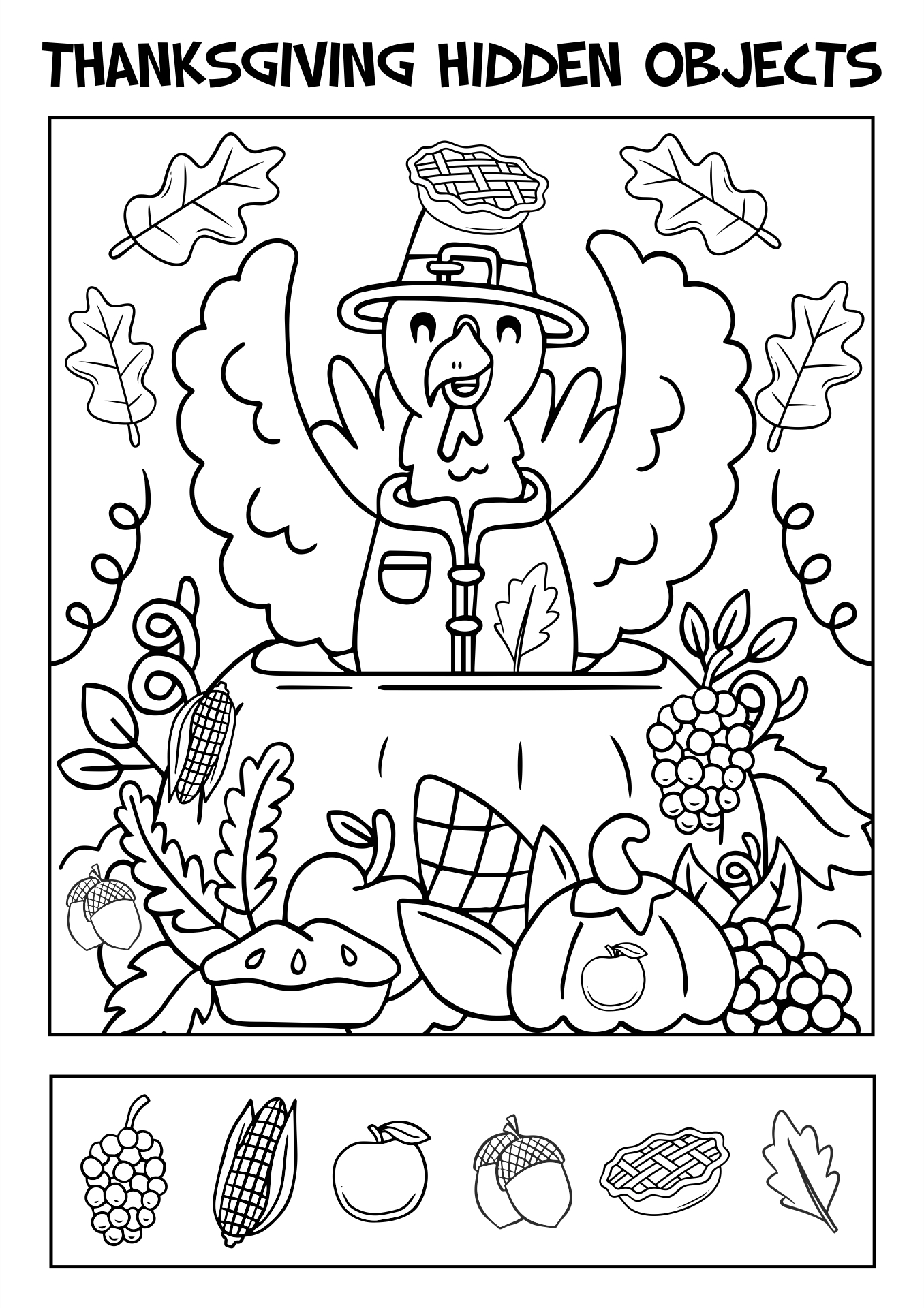 Free Thanksgiving Hidden Picture Worksheet, Download Free inside Thanksgiving Hidden Pictures Worksheets