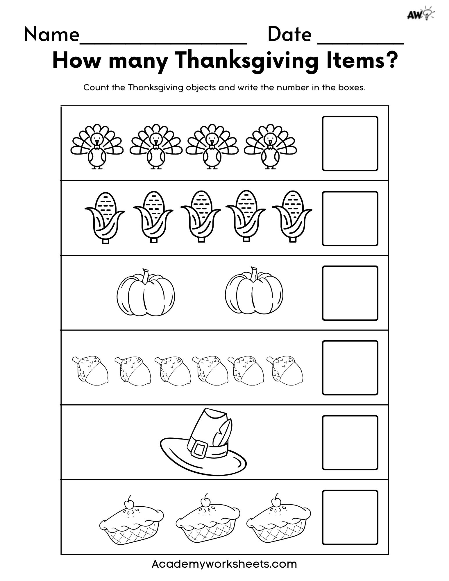 Free Thanksgiving Math Activities For Preschool Kids - Academy inside Thanksgiving Preschool Math Worksheets