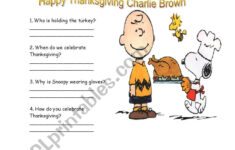 Happy Thanksgiving Charlie Brown - Esl Worksheethschneider intended for A Charlie Brown Thanksgiving Worksheet