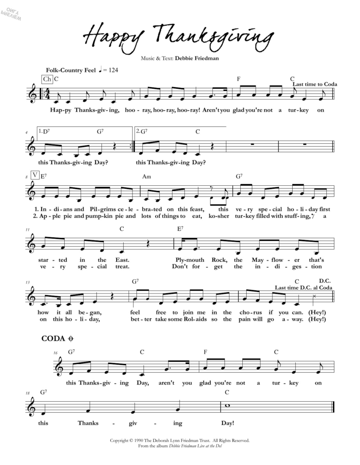 Thanksgiving Piano Worksheets