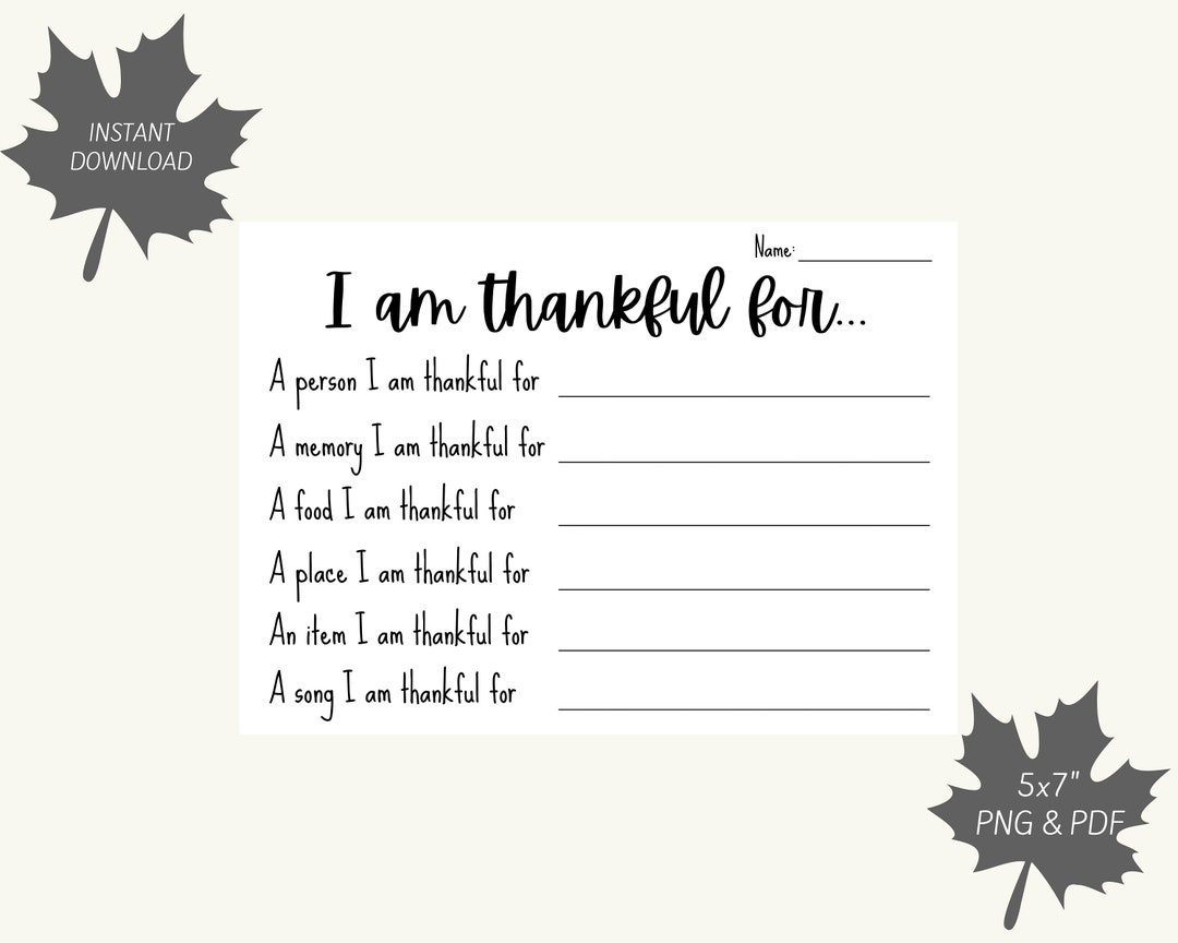 I Am Thankful For Thanksgiving Activity Printable - Etsy Hong Kong in I Am Thankful For Thanksgiving Worksheet