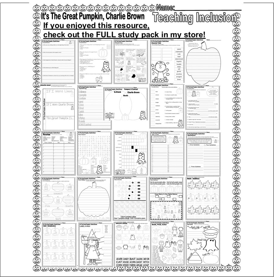 It&amp;#039;S The Great Pumpkin Charlie Brown Halloween Word Search Scene with A Charlie Brown Thanksgiving Math Worksheet Answers