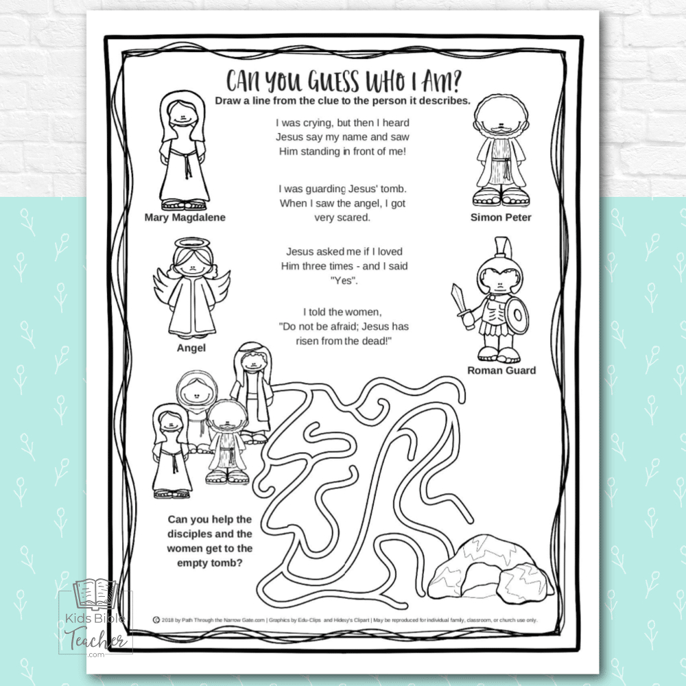 Jesus&amp;#039; Resurrection Easter Activity Pages - Kids Bible Teacher regarding The Easter Story Worksheets