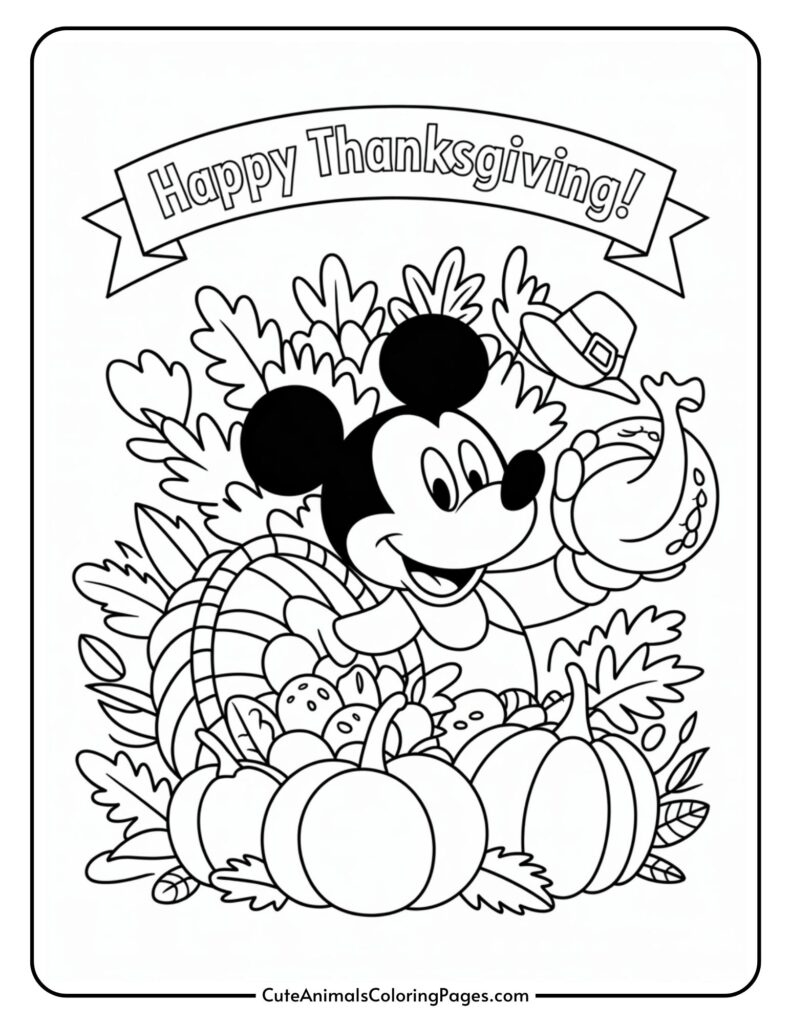 Mickey Mouse Thanksgiving Coloring Page (9 Coloring Sheets) - Cute regarding Thanksgiving Coloring Worksheet