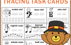 Music Tracing Task Cards For Thanksgiving intended for Thanksgiving Music Worksheets