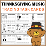 Music Tracing Task Cards For Thanksgiving With Thanksgiving Rhythm Worksheet