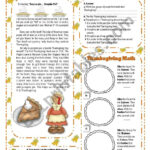 November Theme:thanksgiving   Activities With Key   (1/3 Inside Thanksgiving A Day Of Thanks Worksheet Answers