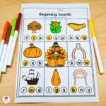 November Worksheets For Kindergarten: Easy To Prep Thanksgiving Throughout Thanksgiving Beginning Sounds Worksheet
