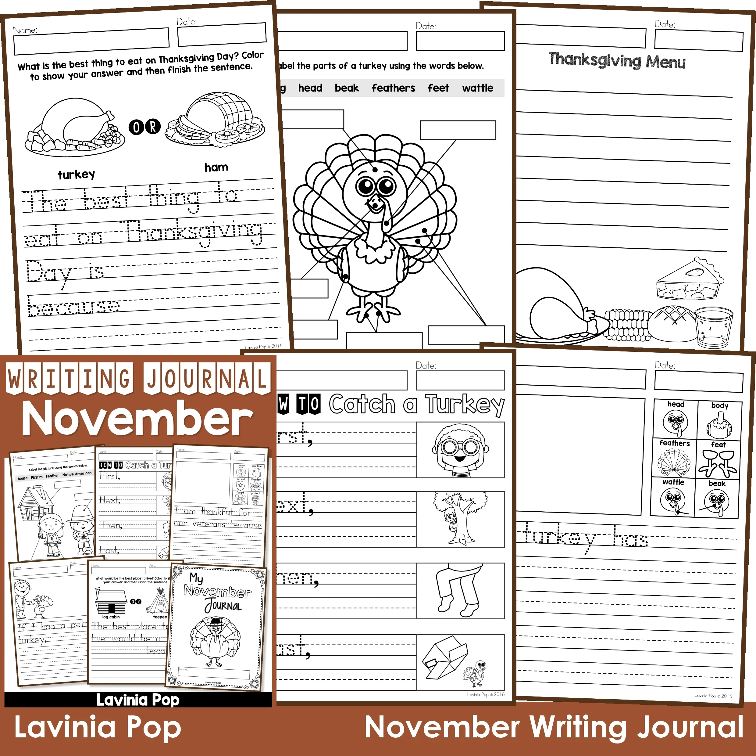 November Writing Journal - In My World regarding Thanksgiving Creative Writing Worksheets