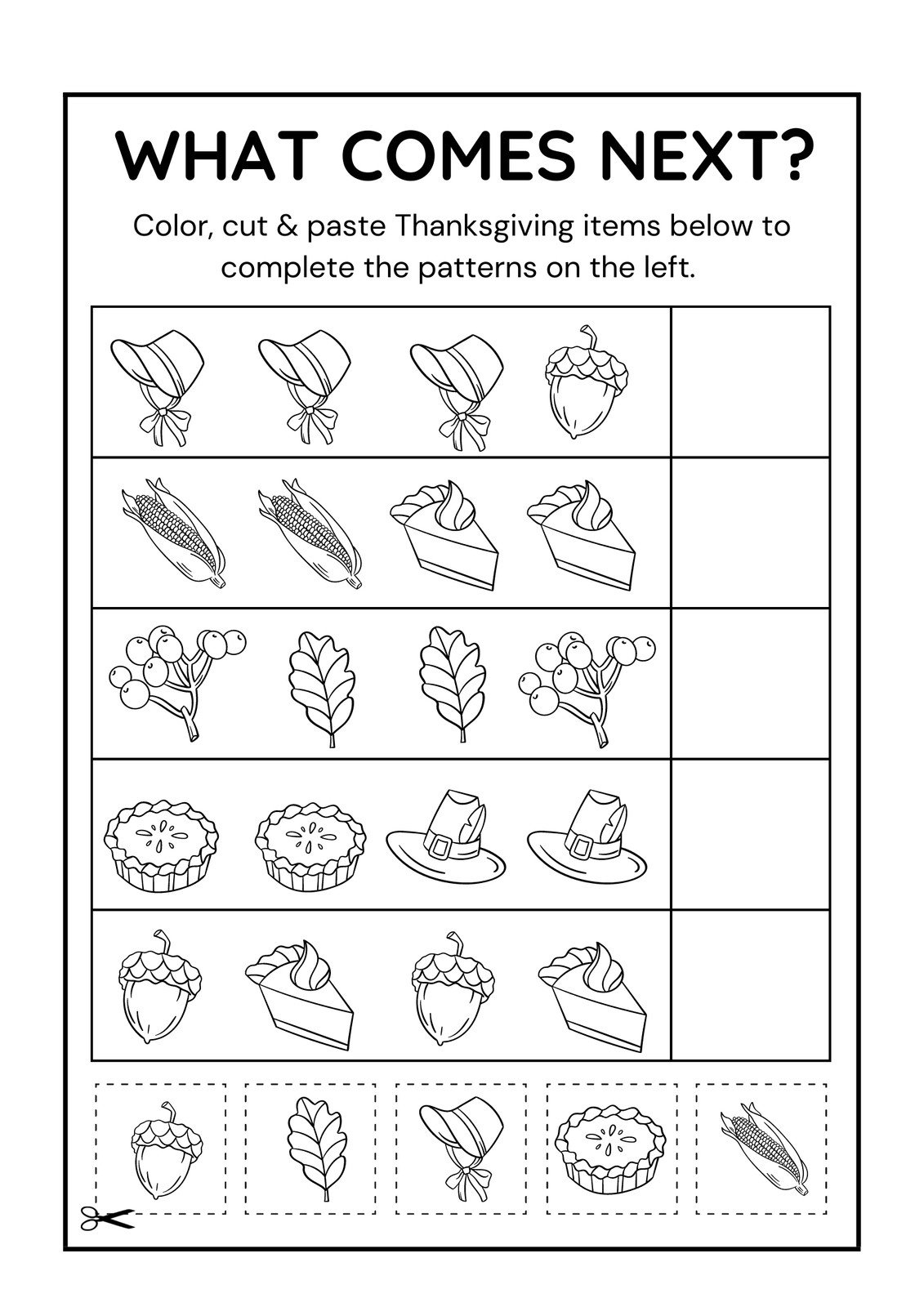 Page 4 - Free Printable Thanksgiving Worksheet Templates | Canva with regard to Thanksgiving Worksheets Kindergarten