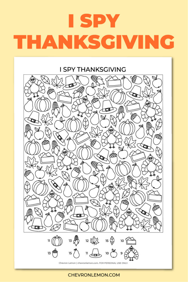 Thanksgiving I Spy Worksheet Thanksgiving I Spy Worksheet