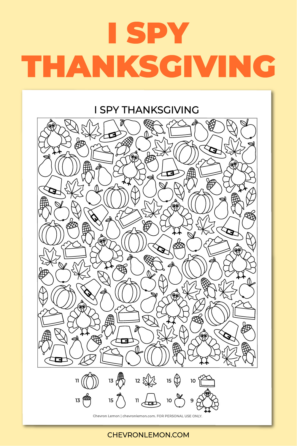 Printable I Spy Thanksgiving Game - Chevron Lemon with regard to I Spy Thanksgiving Worksheet