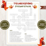 Printable Thanksgiving Crossword Puzzle For Kids And Adults Regarding Thanksgiving Crossword Puzzle Worksheet