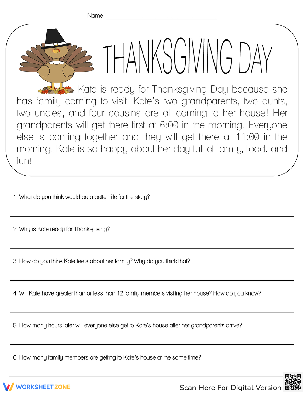 Printable Thanksgiving Fill In The Blanks Worksheets with regard to Thanksgiving Worksheets For 6th Graders