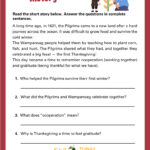 Printable Thanksgiving History Worksheets Pertaining To History Of Thanksgiving Reading Comprehension Worksheets