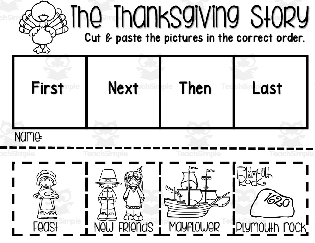 Sequence The Thanksgiving Story Activity pertaining to The First Thanksgiving Worksheet