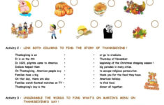 Thanksgiving Activities: English Esl Worksheets Pdf &amp; Doc with Thanksgiving Worksheets For ESL Students