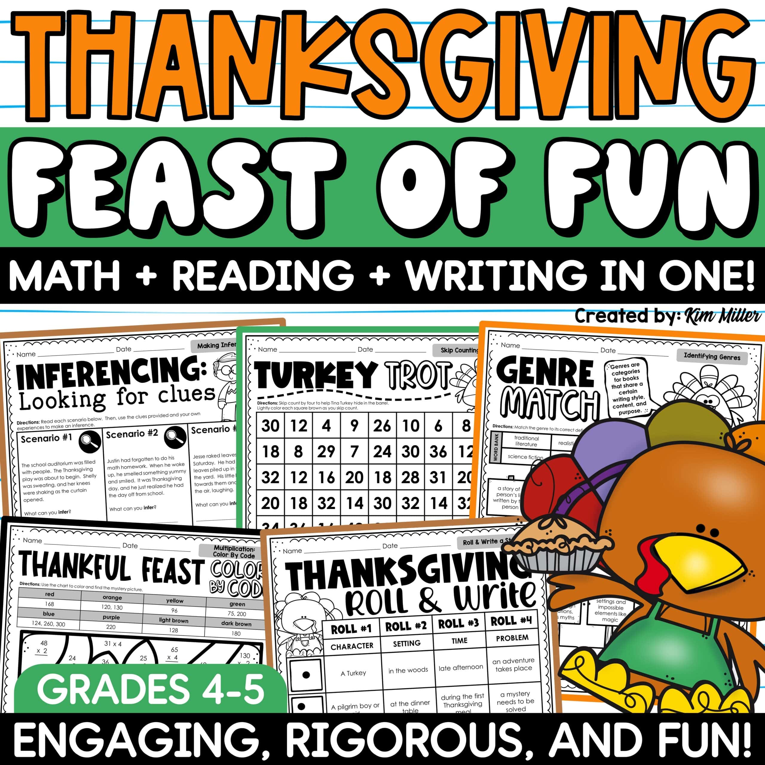 Thanksgiving Activities Math Reading Comprehension Writing No Prep pertaining to Pre Algebra Thanksgiving Worksheets