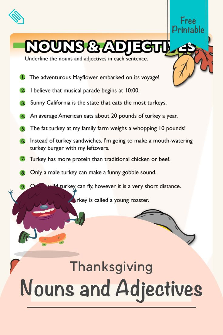 Thanksgiving Adjectives #5 | Worksheet | Education in Thanksgiving Adjectives Worksheet