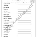 Thanksgiving Anagrams   Esl Worksheetloretta01 In Thanksgiving Anagrams Worksheet