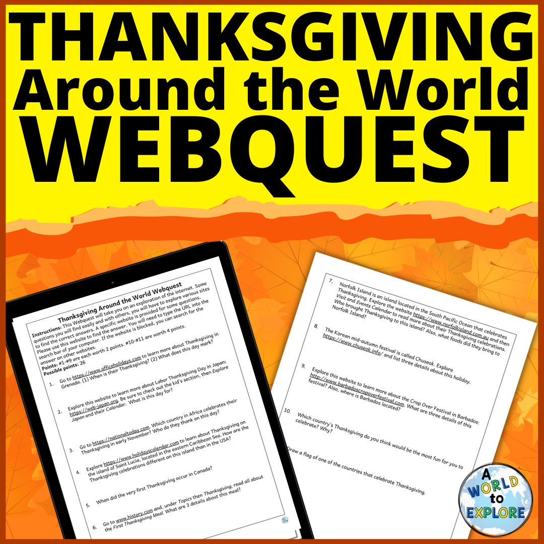 Thanksgiving Around The World Activity A No Prep Webquest | Made pertaining to Thanksgiving Around The World Worksheet