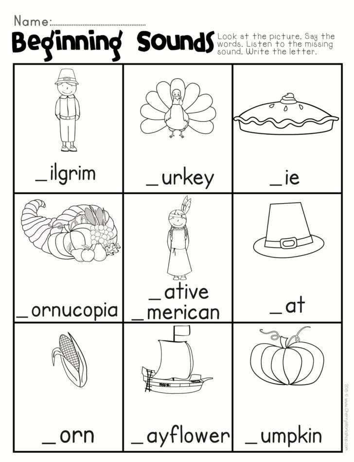 Thanksgiving Phonics Worksheets