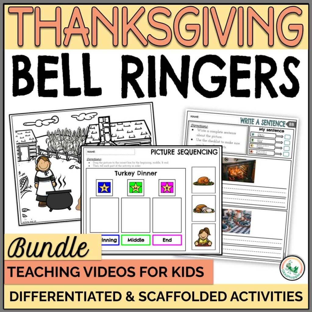 Thanksgiving Bell Ringer Activity Bundle With Sentence Writing with regard to Thanksgiving Sequencing Worksheet