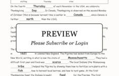 Thanksgiving Cloze Activity - Enchanted Learning within Thanksgiving Cloze Worksheets