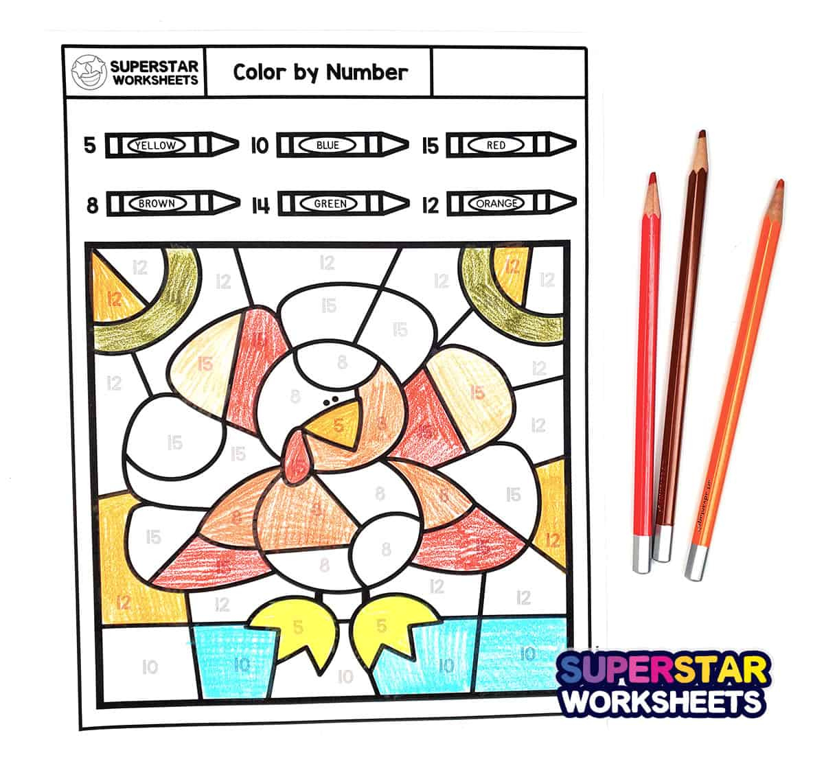 Thanksgiving Colornumber - Superstar Worksheets for Thanksgiving Multiplication Coloring Worksheets