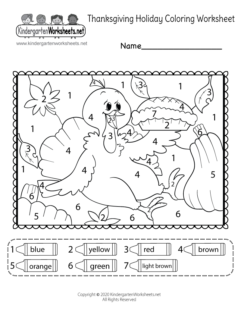 Thanksgiving Colornumber Worksheet - Free Printable, Digital with Free Thanksgiving Worksheets For Kindergarten