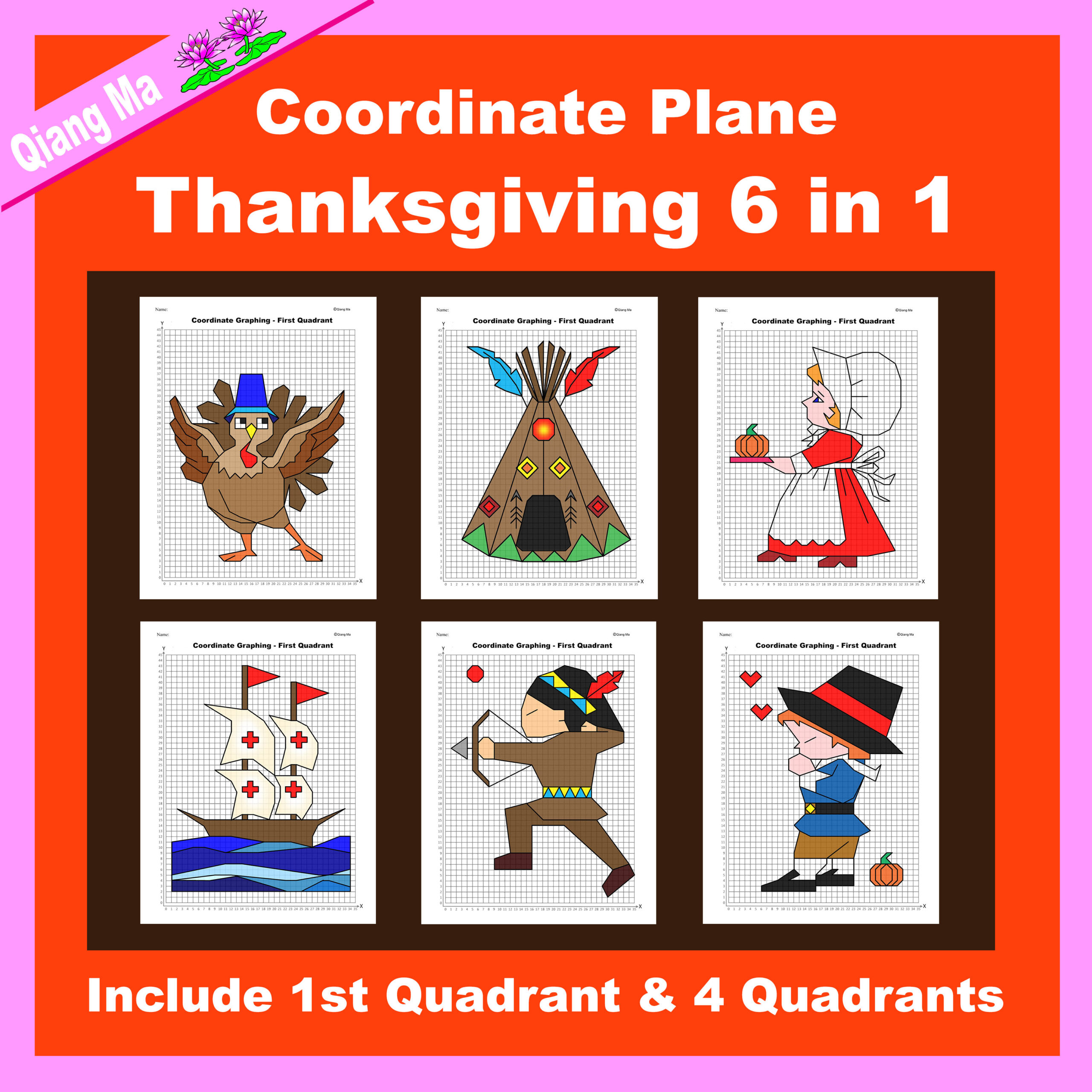 Thanksgiving Coordinate Plane Graphing Picture- Thanksgiving in Free Thanksgiving Coordinate Graphing Picture Worksheets