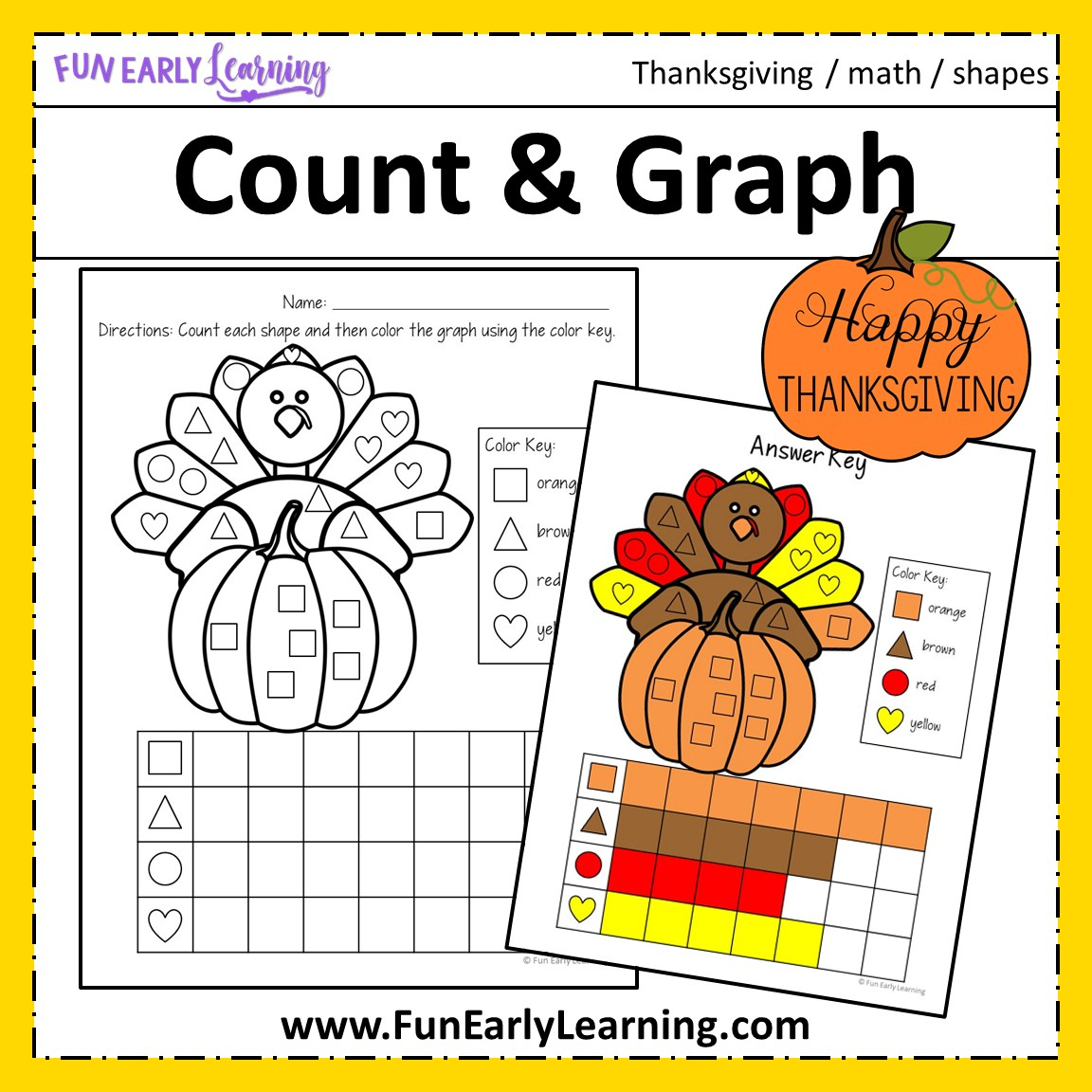 Thanksgiving Count And Graph – Fun Early Learning with Graphing Thanksgiving Worksheets
