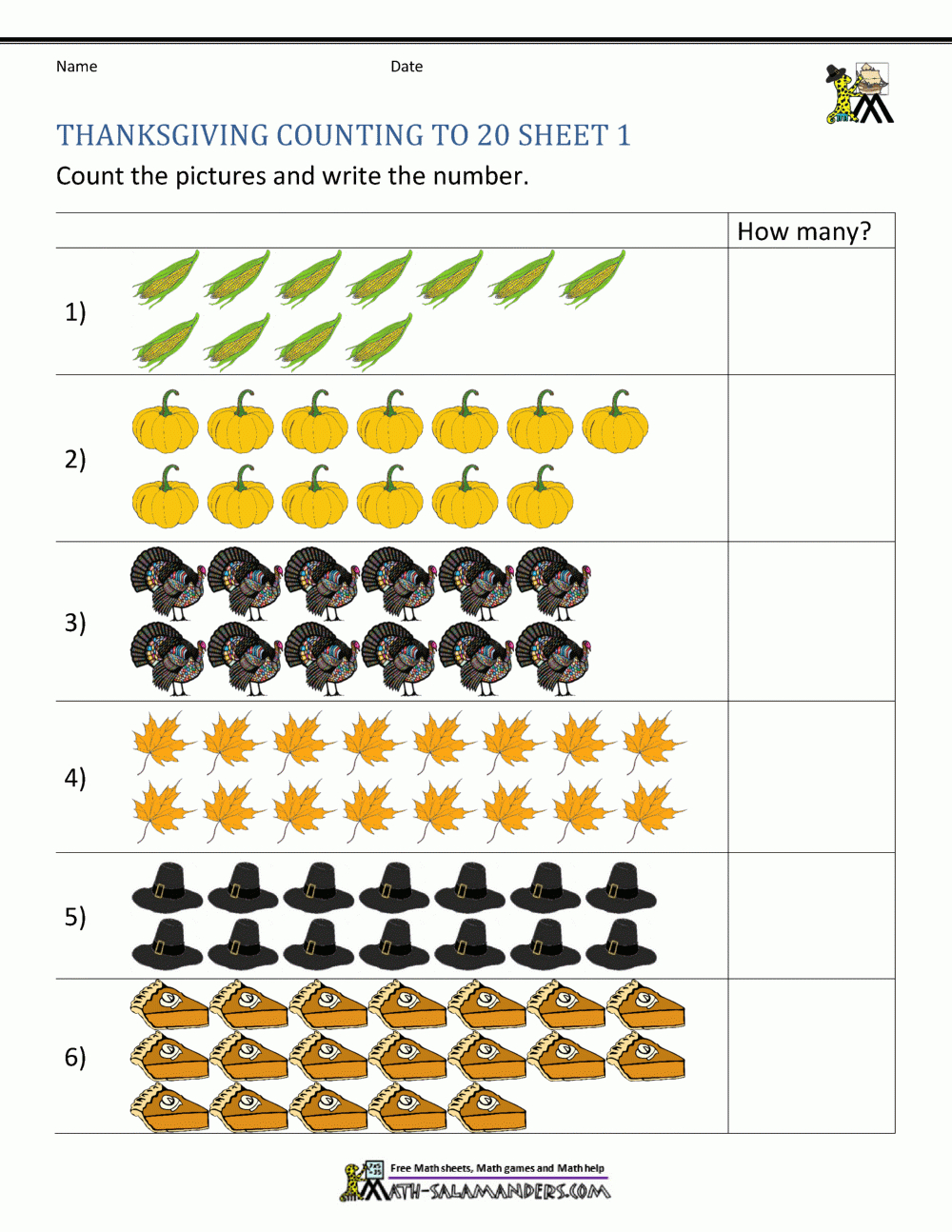 Thanksgiving Counting Worksheets intended for Thanksgiving Worksheets Grade 3