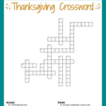 Thanksgiving Crossword Puzzle Free Printable For Kids Or Adults Intended For Thanksgiving Crossword Puzzle Worksheet