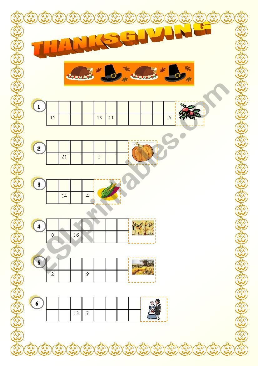 Thanksgiving Cryptogram - Esl Worksheeteve25 inside Thanksgiving Cryptogram Worksheet