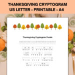 Thanksgiving Cryptogram Puzzle, Thanksgiving Printable Game And Activities  For Kids And Adults Intended For Thanksgiving Cryptogram Worksheet