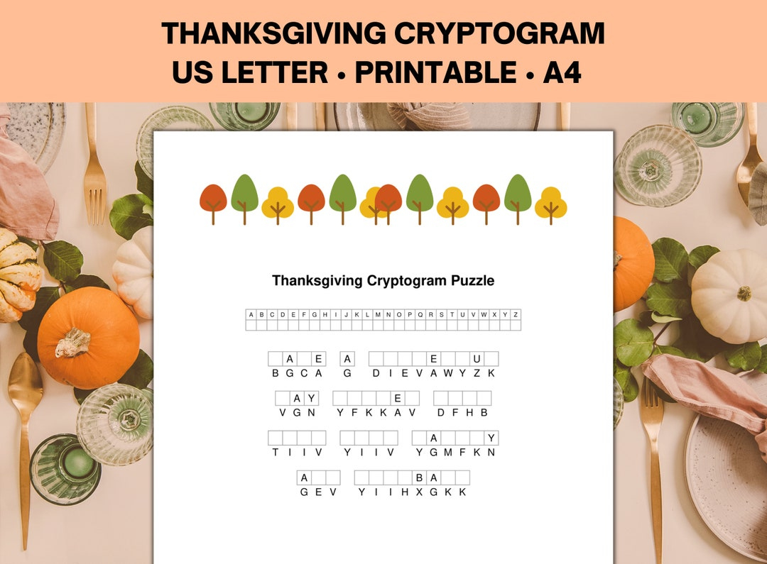 Thanksgiving Cryptogram Puzzle, Thanksgiving Printable Game And Activities  For Kids And Adults intended for Thanksgiving Cryptogram Worksheet