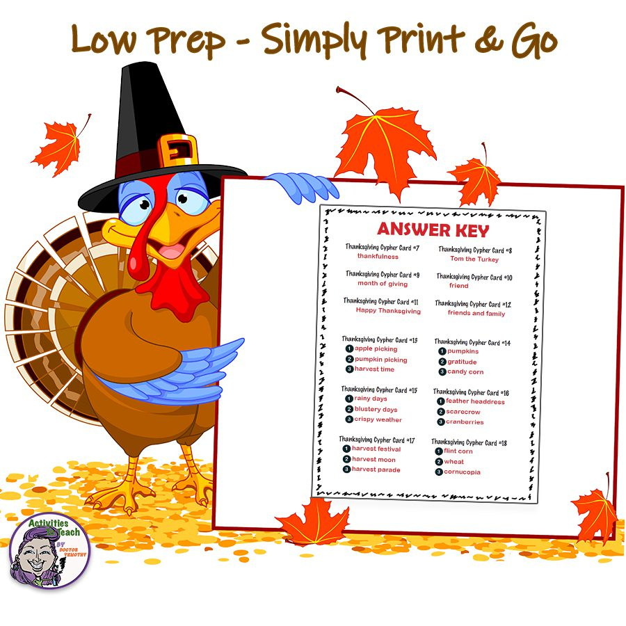Thanksgiving Cypher Decoding Fun Puzzle Packet within Thanksgiving Decoding Worksheets