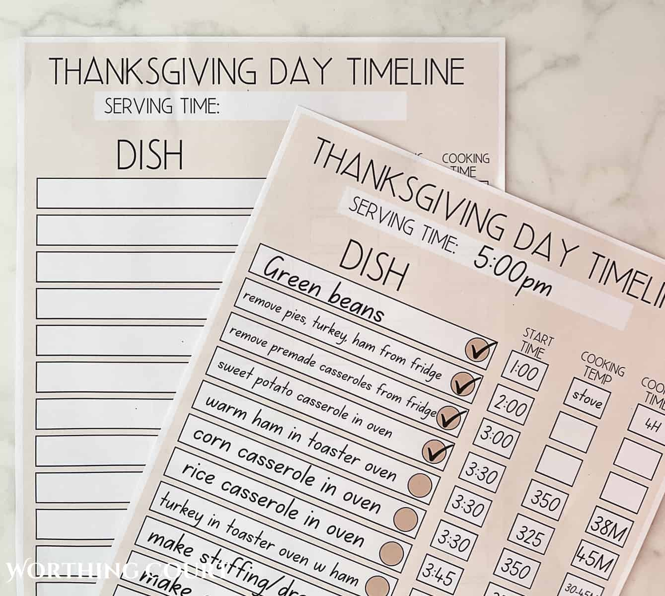 Thanksgiving Day Timeline Worksheet And My Menu - Worthing Court within Planning A Thanksgiving Dinner Worksheet
