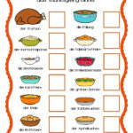 Thanksgiving Dinner Umfrage / Survey | German In The Afternoon Inside Thanksgiving Food Worksheet