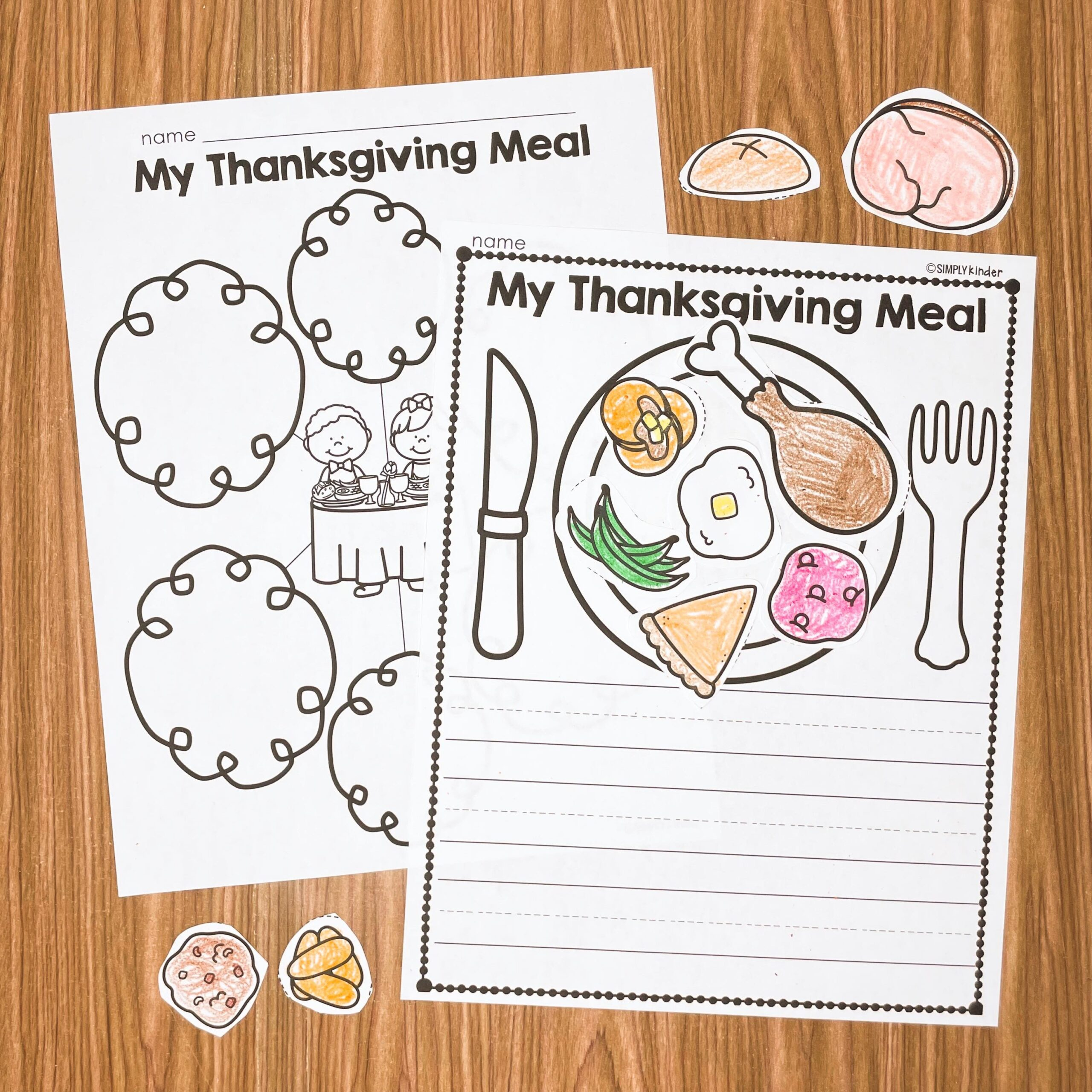 Thanksgiving Dinner Writing Craft - Simply Kinder + Printable throughout My Thanksgiving Meal Worksheet