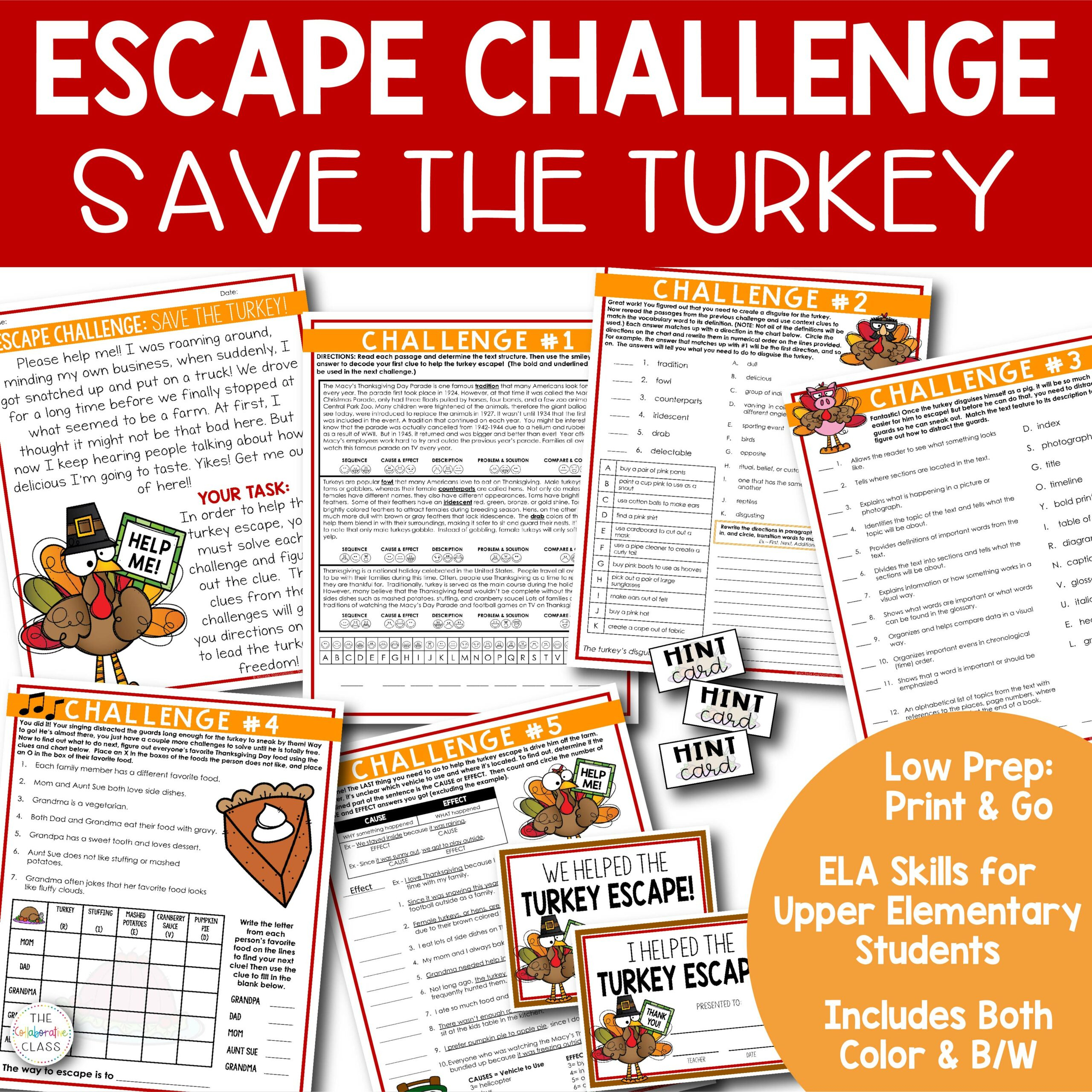 Thanksgiving Escape Challenge - The Collaborative Class with regard to Thanksgiving Challenge Worksheet Answer Key