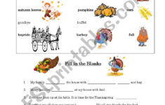 Thanksgiving Fill In The Blanks - Esl Worksheetjbm182 in Fill in the Blank Thanksgiving Worksheets