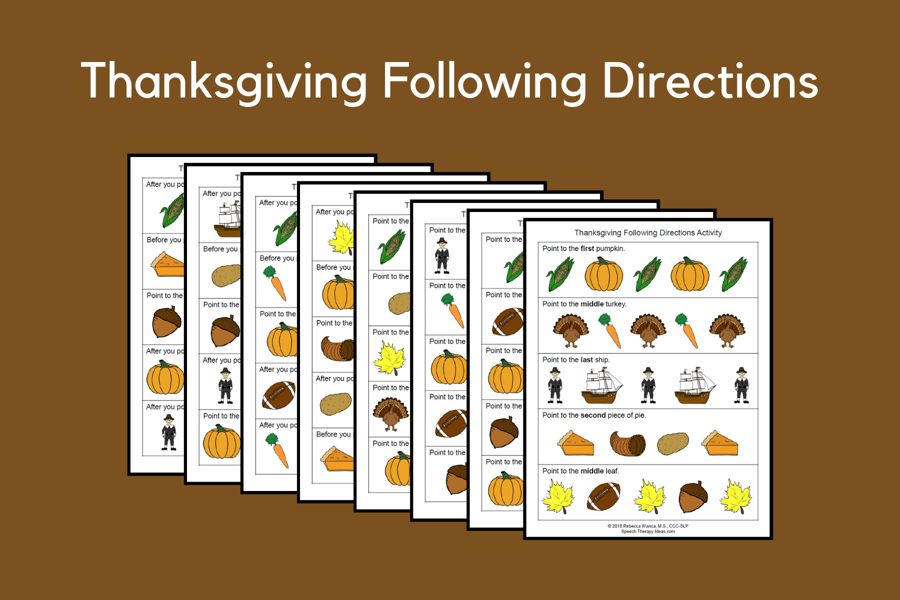 Thanksgiving Following Directions Activity | Speech Therapy Ideas for Following Directions Thanksgiving Worksheet