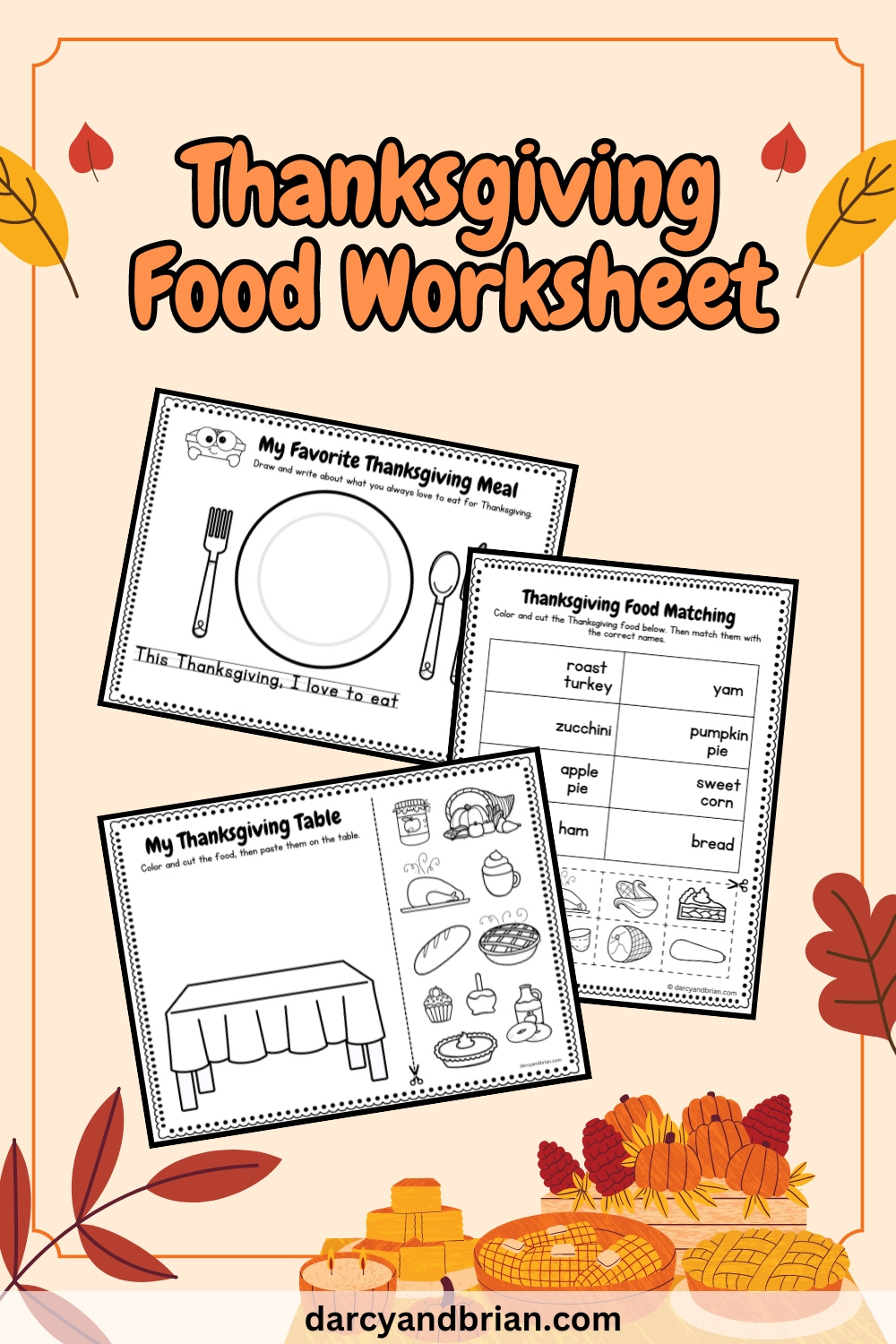 Thanksgiving Food Worksheet | Coloring And Cut Paste Activity with regard to My Thanksgiving Meal Worksheet
